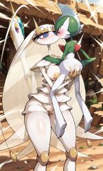 ai_generated antennae breasts bug_girl claws cockroach cockroach_girl elegant eyelashes female female_carrying_male gallade golden_claws male pheromosa pokemon pokemon_(species) purple_eyes size_difference taller_female thick_ass thick_thighs violet_eyes white_hair yellow_nipples
