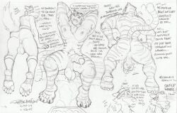 anthro armpit_hair ass backsack balls body_hair canid canine canis cheese clothing dairy_products duo epic_games feet felid food footwear fortnite genitals hindpaw male male/male mammal oscar_(fortnite) pantherine paws penis saggy_balls sauna sauna_bench slice_of_cheese sniffing socks stirrup_socks thebigmansini tiger twerking wendell_(fortnite) wolf