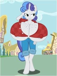 anthro big_breasts boob_freckles breasts busty_boy chest_freckles flashequestria freckles huge_breasts impossibly_large_breasts male my_little_pony oc show_accurate show_accurate_anthro show_accurate_porn silver_sweet_(oc) solo unicorn