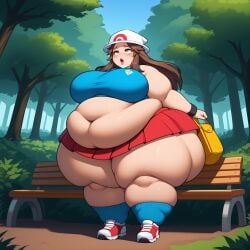 ai_generated belly big_breasts breasts leaf_(pokemon) obese obese_female pokemon pokemon_rgby pokemon_trainer thick thick_thighs