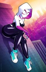 ass building eroticphobia gwen_stacy gwen_stacy_(spider-verse) huge_ass marvel marvel_comics masked spider-gwen spider-man_(series) superhero superheroine