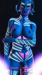 1futa 3d areolae balls breasts dark-skinned_futanari erect_nipples flaccid fluorescent_bodypaint front_view futa_only futa_sans_pussy futanari huge_penis intersex large_breasts looking_at_viewer midriff nipples nude olive_(prozac-parade) patreon penis piercing prozac-parade realistic slim solo_futa standing url veiny_penis watermark