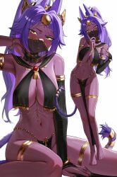 belly belly_button big_breasts bleach bleach:_the_thousand-year_blood_war breasts cat_ears cat_girl cat_tail dark_skin egyptian_clothes egyptian_female female female_only foot_fetish goddess navel only purple_hair shihouin_yoruichi waligner