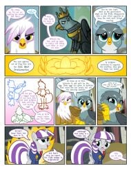 egg english_text excited female flashequestria gabby_(mlp) gilda_(mlp) government griffonstone king_guto_(mlp) large_belly my_little_pony nest one_eye_closed pregnant sad text twilight_velvet_(mlp) wink yeaa_(comic)