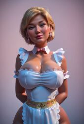 ai_generated big_breasts bimbo choker donald_j_trump donald_trump maid_outfit maid_uniform milf needy rule_63 seductive_smile