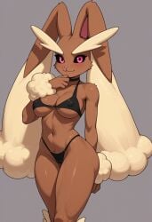 ai_generated anthro big_breasts bunny_ears bunny_girl cute female furry furry_female lingerie lopunny pokemon pokemon_(species) pokemonjackr