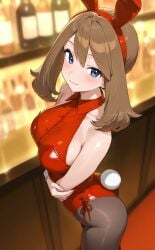 ai_generated highres may_(pokemon) playboy_bunny pokemon