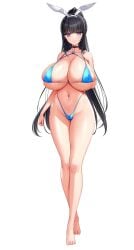 1girls bangs bare_shoulders big_breasts bikini black_hair breasts bunny_ears bunny_girl curvy curvy_female derauea feet female female_only full_body game_cg hair_ribbon large_breasts long_hair looking_at_viewer milk_factory momina_chichizaki motto!_haramase!_honoo_no_oppai_isekai_oppai_bunny_gakuen! official_art png shiny_breasts shiny_skin solo string_bikini string_panties teenager transparent_background