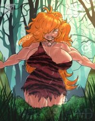 abs amazon amazonian angry_face freckles freckles_on_breasts freckles_on_face huge_breasts huge_hips huge_thighs jungle jungle_girl muscles muscular_female mythios mythiosdesu nerd_and_jock_(webcomic) nipple_slip primal primitive red_hair redhead_female tarzan tiger_(nerd_and_jock) webcomic webtoon