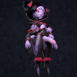 3d 3d_(artwork) 6_arms anthro big_penis blender breasts furry futa_only futanari highres humanoid_penis intersex muffet penis plasticmayo solo spider undertale