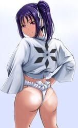 ass big_ass big_butt caption female fundoshi japanese_clothes kazuno_sarah love_live! love_live!_sunshine!! mawashi panties purple_hair smile tan_lines thong traditional_clothes underwear undies white_fundoshi white_panties white_thong white_underwear