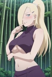 1girls ai_generated artkoikoi before_sex big_breasts blonde_hair blue_eyes boruto:_naruto_next_generations breasts busty clothing facing_viewer female female_only forest front_view grin hair_over_one_eye high_resolution ino_yamanaka inviting_to_sex koikoi kunoichi light-skinned_male light_skin long_hair looking_at_viewer midriff milf naruto naruto_(series) nature navel nipple no_bra outdoors patreon_username pinup ponytail presenting presenting_breasts shiny_skin skirt smile solo solo_focus taking_clothes_off teasing teasing_viewer tied_hair uncensored underboob undressing upper_body url vagina very_long_hair watermark web_address