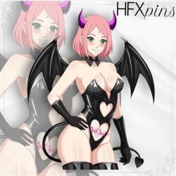 big_breasts boruto:_naruto_next_generations cosplay hfxpins naruto naruto_(series) naruto_shippuden pink_hair sakura_haruno succubus succubus_horns succubus_tail succubus_tattoo succubus_wings