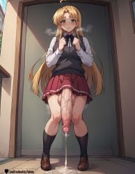 absurd_res ai_generated black_legwear black_socks blonde_female blonde_hair blonde_hair blonde_hair_female breasts cum cum_drip cum_dripping cum_dripping_from_penis cum_on_floor cumdrip dickgirl dickgirl/female embarrassed excessive_cum female futa_only futadom futanari futanari green_eyes high_resolution high_school_dxd highres huge_balls huge_cock huge_cock koneko_toujou lewdcreationsfuta mature mature_female mature_woman penis penis_out precum precum_drip precum_on_penis precum_string red_skirt sagging_penis school school_uniform schoolgirl schoolgirl_uniform sexually_suggestive shoes shy skirt solo solo_female solo_focus solo_futa sweater tagme thighs veiny veiny_penis