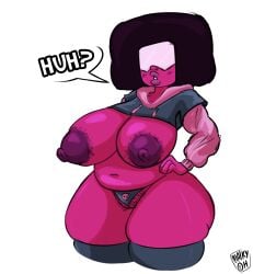 1girls belly big_breasts black_hair breasts cartoon_network chubby female garnet_(steven_universe) huge_breasts maikyoh milf mombod nipples overweight overweight_female pubic_hair pubic_hair_peek pussy solo steven_universe thick_thighs wide_hips