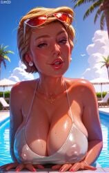 ai_generated big_breasts bikini bimbo blonde_female blonde_hair donald_trump donaldina_trump rule_63 swimming_pool