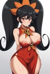 aged_up ai_generated ashley_(warioware) bigpervywig breasts cleavage nintendo nipples thighs twintails warioware