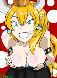 1female 1females 1girls 1woman 1women armlet arms artist_name artist_request black_armlet black_armwear black_collar black_cuffs black_dress black_nail_polish black_nails black_pupil black_pupils black_wrist_cuffs blonde_hair blue_earring blue_earrings blue_eyes body_blush bowsette breasts breasts_focus clenched_teeth collar crown cuffs cupped_boobies cupped_boobs cupped_breasts cupped_hands cupped_knockers dress ear earrings eyebrows eyelashes female female_focus female_only gold_(metal) gold_crown gray_trim green_eyes grey_trim grim hands hands_on_own_breasts heart heart-shaped_pupils horns huge_boobies huge_boobs huge_breasts huge_knockers knockers light-skinned_female light_skin long_eyebrows long_eyelashes lower_teeth mario_(series) mega_milk_(meme) mistresspumploom new_super_mario_bros._wii_u_deluxe original_character pierced_ears piercing piercings pixiv pixiv_commission pixiv_username png png_conversion png_file pointy_ears red_background redden_boobies redden_boobs redden_breasts redden_knockers redden_shoulders sharp_nail sharp_nails shiny shiny_boobies shiny_boobs shiny_breasts shiny_clothes shiny_dress shiny_knockersshiny_hair shiny_skin shoulders smile studded_armlet studded_bracelet studded_collar super_mario_bros. teeth thick_boobies thick_boobs thick_breasts thick_eyebrows thick_eyelashes thick_knockers thin_eyebrows two_tone_background two_tone_eyes upper_teeth white_polka_dots wrist_cuff