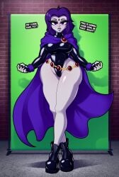 dc dc_comics dialogue eroticphobia green_screen posing raven_(dc) superheroine teen_titans