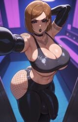 1futa ai_generated armpits big_ass big_balls big_breasts big_penis black_lipstick brown_eyes brown_hair different_angle erect_penis erection erection_under_clothes futa_only futanari goth goth_futa gothic jujutsu_kaisen kugisaki_nobara latex latex_clothing light-skinned light-skinned_futanari precum precum_drip shadyfox tattoo thick_thighs