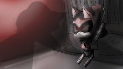 bedroom before_sex blue_body disembodied_legs idkwhatimdoing machine_bondage metal_sonic no_hands no_legs red_eyes rope_bondage sonic_(series) sonic_the_hedgehog_(series) starline tied_up