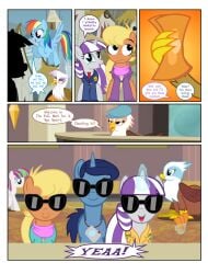 blossomforth_(mlp) camera english_text flashequestria gilda_(mlp) gimme_moore_(mlp) golden_ticket greta_(mlp) hotel ms._harshwhinny_(mlp) my_little_pony night_light_(mlp) pregnant rainbow_dash_(mlp) sunglasses text twilight_velvet_(mlp) vacation yeaa_(comic)