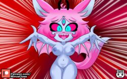 1girls big_breasts demon_girl emberlynn_pinkle emberlynn_pinkle_(demon_form) feline female female_only fur furry furry_female furry_only helluva_boss high_resolution horn horns minus_class nipples nude nude_female pussy solo solo_female wings_tied