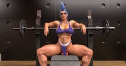 1futa 3d bench_press blizzard_entertainment brynhildr93 erection futanari gym junker_queen overwatch penis solo