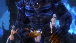 1boy 3girls alisaie_leveilleur boots_only defeated female_penetrated final_fantasy final_fantasy_xiv fully_nude functionally_nude hi_res interspecies knotted_penis kyubisan male_penetrating male_penetrating_female open_mouth penetration sex tongue_out y'shtola zero_(ffxiv)