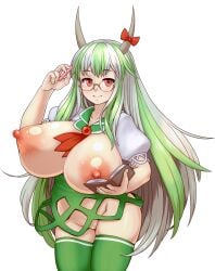 breasts d.koutya ex-keine glasses huge_breasts keine_kamishirasawa pussy revealing_clothes tagme thighhighs touhou