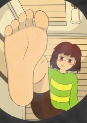 aged_up chara chara_(undertale) deleted_image dgf100 edit feet foot_fetish giantess inside_shoe insole pov steamy_feet steamy_shoes toes undertale