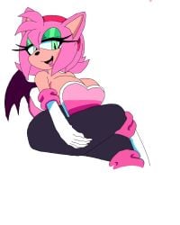 amy_rose amy_the_bat art_trend bodysuit meme meme_attire meme_clothing neckline rouge_the_bat_(cosplay) seductive_look seductive_pose sonic_(series) spandex_suit