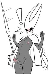 ! 1boy blush bro_aniki female_to_male femboy ftm_transformation hollow_knight hornet_(hollow_knight) male male_only mask nipples penis shocked solo surprised sweat transformation trap weapon