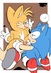 absurd_res anthro ass balls bodily_fluids butt_grab canid canine classic_sonic closed_eyes clothing comic cum cum_on_back cum_on_butt duo erection eulipotyphlan exposed_torso footwear fox genital_fluids gloves hand_on_butt handwear hedgehog hi_res hot_dogging looking_back male male/male mammal mostly_nude penis senshion sex shoes sonic_(series) sonic_the_hedgehog sonic_the_hedgehog_(series) tails tails_the_fox