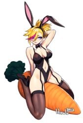 1girls 2019 abs alpha_channel alternate_costume arm_up armpits arms_behind_head belly big_breasts blonde_hair blue_eyes breasts bunny_ear bunny_ears bunny_girl bunny_tail bunnysuit carrot choker cleavage eye_contact fake_ears female female_only food hair_over_one_eye half-closed_eyes heart high_heels human large_breasts lingerie looking_at_viewer midriff muse_dash navel pink_hair png pose revealing_clothes ribbon rin_(muse_dash) shoes simple_background solo text thick_thighs thighhighs transparent_background watermark wide_hips