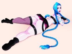 big_ass blue_hair female jinx_(league_of_legends) law-zilla league_of_legends pink_eyes thick_thighs