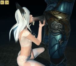 1boy 3d 7thdream animated armor big_breasts big_penis bikini demon fellatio high_heels lilith long_hair long_penis male masturbation oral pretty_warrior_may_cry squatting thick_thighs wings