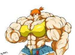 abs biceps big_breasts breasts extreme_muscles huge_muscles hyper_muscles kasumi_(pokemon) matl misty_(pokemon) muscular_arms muscular_female pecs pokemon pose short_hair veins veiny_muscles