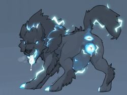 anatomically_correct anatomically_correct_genitalia anatomically_correct_vulva animal_genitalia animal_vulva anus ass belly big_belly blizzard_entertainment blush bodily_fluids breath canid canine canine_genitalia canine_vulva canis drooling electricity female feral genital_fluids genitals mammal multi_nipple nipples panting pregnant pregnant_female pregnant_feral presenting presenting_hindquarters presenting_vulva raised_tail saliva shugowah solo tail teeth tongue vaginal_fluids warcraft wolf worg