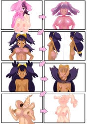 2019 3girls alternate_breast_size breast_expansion breast_reduction breasts brown_eyes curvaceous dark-skinned_female dark_skin ditto female female_only gym_leader human iris_(pokemon) large_breasts light-skinned_female light_skin long_hair multiple_girls nintendo philena_ivy pokémon_(species) pokemon pokemon_(species) pokemon_bw pokemon_professor pokemon_rgby pokemon_ss pokephilia purple_hair shapeshifter shiftingfun short_hair slime_girl sonia_(pokemon) transform_(pokémon_move) transformation