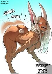 astral_girl bunny_ears collaborative_fellatio female female_only miruko muscular muscular_female my_hero_academia rumi_usagiyama sinpadart tiptoes twerking white_hair