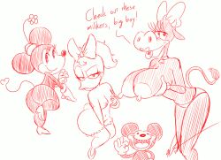 ass avian clarabelle_cow daisy_duck disney mammal mickey_mouse minnie_mouse nude nude_anthro nude_female rodent sketch timoteihiv white_background