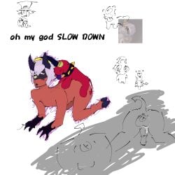 1:1 bad_anatomy bestiality brawl_stars canid canid_demon canine canis crookedcrow cyclops demon domestic_dog duo english_text feral feral_penetrating gus_(brawl_stars) hellhound hi_res human human_on_feral interspecies male male/male mammal mythological_canine mythological_creature mythology penetration red_body rushed_work satire size_difference sketch sketch_background small_dom_big_sub supercell_(company) tagme text young young_male