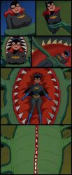 ai_assisted ai_generated barbara_gordon batgirl batgirl_(dcau) big_ass big_breasts blue_eyes blush bondage breasts closed_mouth curvy defeated defeated_heroine female female_prey grass green_eyes heroine heroine_in_trouble in_mouth lifted_by_tentacles lifting orange_hair pamela_isley plant_monster poison_ivy poison_ivy_(dcau) pussy red_hair tan_skin teeth tentacle vagina_dentata venus_flytrap voluptuous vore white_skin