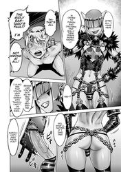 2boys androgynous black_and_white black_santa censored chains comic cross demon elbow_gloves erection femboy fur garter_straps gloves hair_over_eyes heart high_heel_boots high_heels horns male navel penis penis_corset po-ju pointy_ears skull_and_crossbones striped striped_legwear tagme thighhighs transparent_background trap turtleneck