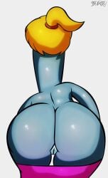 1girls 2015 anthro ass ass_focus back_view big_ass blonde_hair cetacean clothing dat_ass fat_ass female female_only gigantic_ass grey_body huge_ass j5furry large_ass mammal marine massive_ass mature mature_female nickelodeon no_shirt pearl_krabs pink_pants pulling_down_pants pussy shirtless solo solo_female solo_focus sperm_whale spongebob_squarepants thick_ass whale white_background