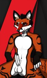 2019 anthro balls brown_eyes canid canine clothing digital_media_(artwork) erection erickredfox fox fur hi_res humanoid_penis male male_only mammal nude open_mouth penis red_fur redrick redrick_(erickredfox) simple_background smile solo underwear