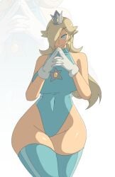 1girls blonde_hair blue_eyes busty crown curvy earrings gloves hair_over_one_eye hips leedraw11 leotard light-skinned_female light_skin mario_(series) nintendo princess_rosalina super_mario_galaxy thick thick_thighs thighhighs thighs