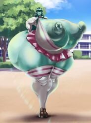 1girls ass_bigger_than_head ass_bigger_than_skirt ass_bigger_than_torso breasts breasts_bigger_than_head breasts_bigger_than_torso bursting_breasts bursting_butt cfpkosmodan clothed clothing female hyper hyper_ass hyper_breasts looking_at_viewer massive_ass massive_breasts muscular muscular_female nipples_outside tagme thigh_boots thighhighs useless_clothing