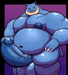 2020 akita77 anthro balls big_muscles big_nipples big_pecs big_penis blastoise blue_body blue_penis claws ear_piercing erection generation_1_pokemon genitals glistening glistening_body glistening_genitalia glistening_penis gradient_background grey_eyes hand_on_hip hi_res huge_cock looking_at_viewer male musclegut muscular nintendo nipples open_mouth overweight overweight_male pecs penis piercing pokemon pokemon_(species) presenting presenting_penis shaded simple_background smile solo tail thick_arms thick_thighs watermark